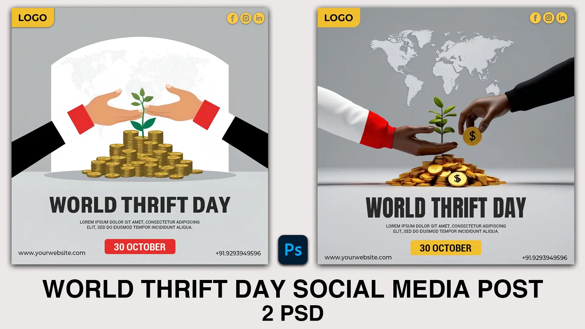 World Thrift Day Instagram Post with Hands Nurturing Wealth and Savings